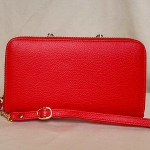 👛HOST PICK👛Chi by Carlos Falchi Large Red Leather Zip Around Wallet